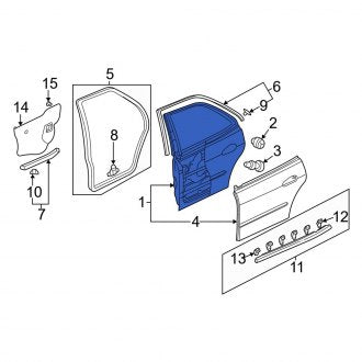 New OEM Genuine Acura, Rear Left Door Shell - Part # 67550S0KA90ZZ