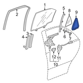 New OEM Genuine Acura, Rear Right Side Glass Weatherstrip - Part # 73441S0KA01