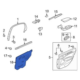 New OEM Genuine Acura, Rear Left Door Water Deflector - Part # 72861SEPA00