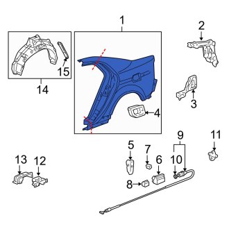 New OEM Genuine Acura, Rear Right Quarter Panel - Part # 04636SEPA92ZZ