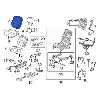 New OEM Genuine Acura, Front Right Seat Back Cushion Cover - Part # 04811TK5L50ZC