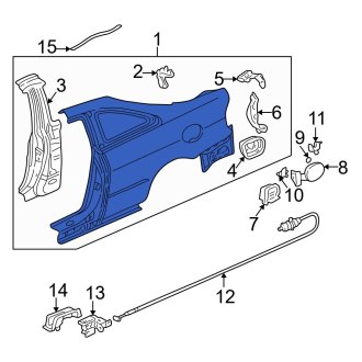 New OEM Genuine Acura, Rear Right Outer Quarter Panel - Part # 04636S3MA90ZZ