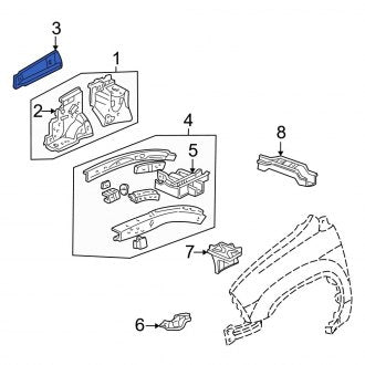 New OEM Genuine Acura, Front Right Upper Fender Rail - Part # 60613S3VA03ZZ