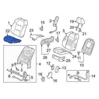 New OEM Genuine Acura, Right Seat Back Panel - Part # 81131STXA41ZC