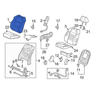 New OEM Genuine Acura, Front Right Seat Back Cushion Cover - Part # 04811STXL21ZC