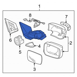 New OEM Genuine Acura, Front Left Door Mirror - Part # 76250STXA02ZK