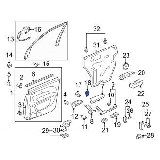 New OEM Genuine Acura, Right Door Lock Switch Bracket - Part # 83540STXA11