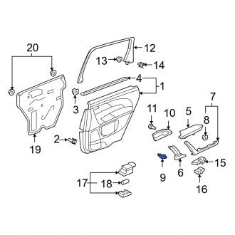 New OEM Genuine Acura, Right Interior Door Pull Handle Cap - Part # 83530STXA11ZF