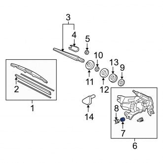 New OEM Genuine Acura, Back Glass Wiper Motor Insulator - Part # 76701S6A003