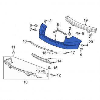 New OEM Genuine Acura, Rear Upper Bumper Cover - Part # 04715TYAA00ZZ