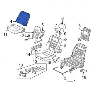 New OEM Genuine Acura, Front Right Seat Back Cushion Cover - Part # 04811SECA50ZC