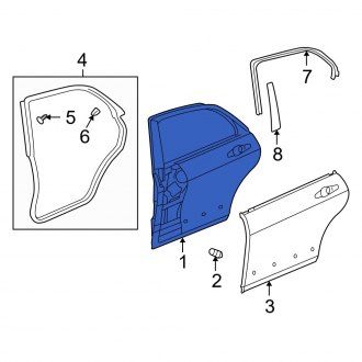 New OEM Genuine Acura, Rear Right Door Shell - Part # 67510SECA90ZZ