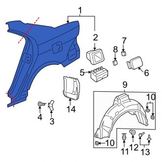 New OEM Genuine Acura, Rear Left Outer Quarter Panel - Part # 04646SECA91ZZ