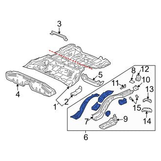 New OEM Genuine Acura, Rear Left Frame Side Member Assembly - Part # 65660SECA01ZZ