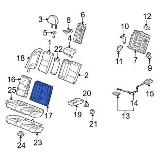 New OEM Genuine Acura, Rear Left Seat Back Cushion Cover - Part # 82521TL0G32ZE