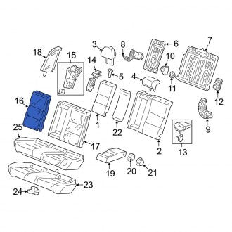 New OEM Genuine Acura, Rear Right Seat Back Cushion Cover - Part # 82121TL4G12ZB