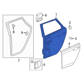 New OEM Genuine Acura, Rear Right Door Shell - Part # 67510TL7A90ZZ