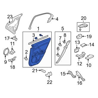 New OEM Genuine Acura, Rear Right Inner Door Interior Trim Panel - Part # 83701TL0G22ZB