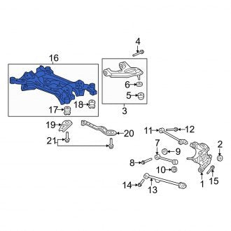 New OEM Genuine Acura, Rear Suspension Subframe Crossmember - Part # 50300TL2A50