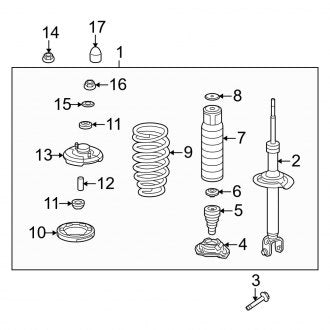 New OEM Genuine Acura, Rear Right Suspension Strut and Coil Spring Assembly - Part # 52610TL7A01