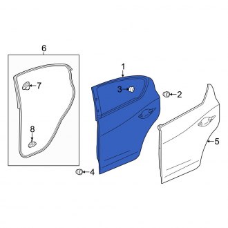 New OEM Genuine Acura, Rear Right Door Shell - Part # 67510TX6A81ZZ