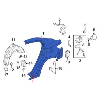 New OEM Genuine Acura, Rear Left Outer Quarter Panel - Part # 04646T3RA90ZZ