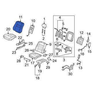 New OEM Genuine Acura, Rear Left Seat Back Cushion Cover - Part # 82521SJAA02ZB