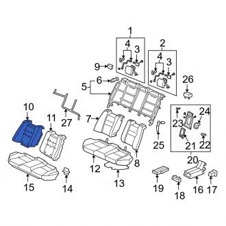 New OEM Genuine Acura, Rear Right Seat Back Cushion Cover - Part # 82121SJAA02ZC
