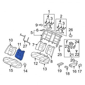 New OEM Genuine Acura, Rear Left Seat Back Cushion Cover - Part # 82521SJAA01ZC