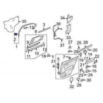 New OEM Genuine Acura, Rear Inner Door Window Molding Clip - Part # 91560S9AA51