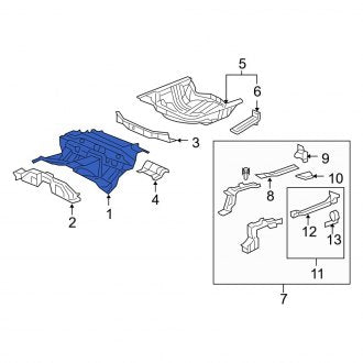 New OEM Genuine Acura, Rear Floor Pan - Part # 04655SJAA00ZZ