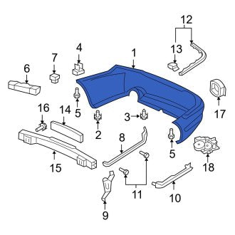 New OEM Genuine Acura, Rear Bumper Cover - Part # 04715SJAA91ZZ