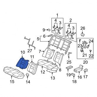 New OEM Genuine Acura, Rear Right Seat Back Cushion Cover - Part # 82121SJAA04ZG