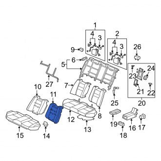 New OEM Genuine Acura, Rear Left Seat Back Cushion Cover - Part # 82521SJAA03ZG