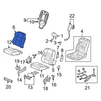 New OEM Genuine Acura, Front Right Seat Back Cushion Cover - Part # 04811STKA10ZA