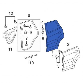 New OEM Genuine Acura, Rear Left Door Shell - Part # 67550STKA90ZZ