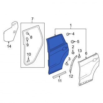 New OEM Genuine Acura, Rear Left Door Shell - Part # 67550TX4A90ZZ