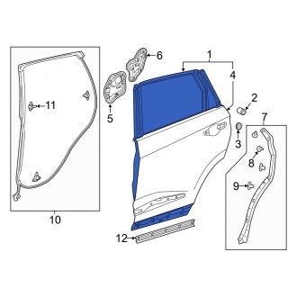 New OEM Genuine Acura, Rear Left Door Shell - Part # 67550TJBA91ZZ