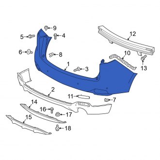 New OEM Genuine Acura, Rear Upper Bumper Cover - Part # 04715TJBA20ZZ