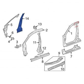 New OEM Genuine Acura, Right Inner Body B-Pillar - Part # 64221SZNA00ZZ