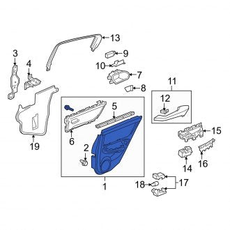 New OEM Genuine Acura, Rear Right Inner Door Interior Trim Panel - Part # 83710SZNA01ZB