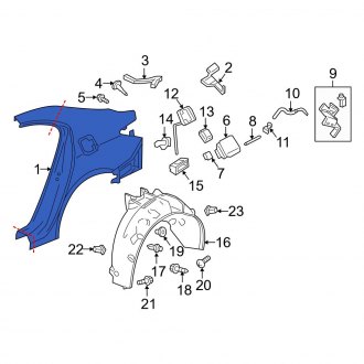 New OEM Genuine Acura, Rear Left Inner Quarter Panel - Part # 64701TZ3A00ZZ