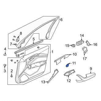 New OEM Genuine Acura, Rear Left Door Switch Trim Panel Cap - Part # 83560TGVA01ZA