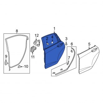 New OEM Genuine Acura, Rear Left Door Shell - Part # 67550TGVA01ZZ