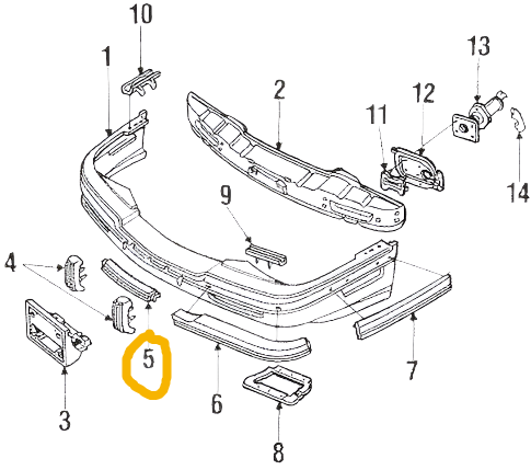 New OEM 1989-1993 Buick Riviera Front Center Bumper-Rub Strip, Part # 20726340
