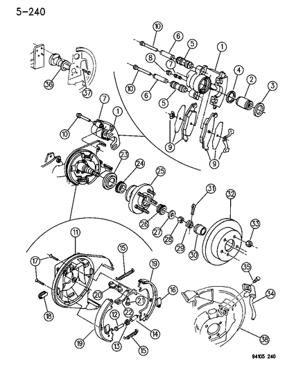 Shoe And Lining Package, Rear Wheel Disc Brake, 2 Inner, 2 Outer