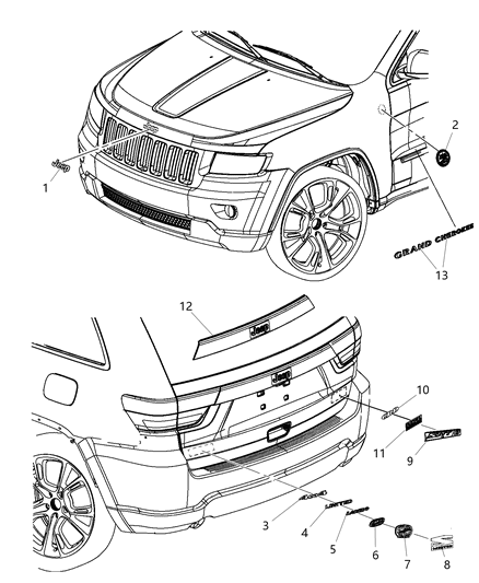 New 2011-2013 Fits Chrysler Grand Cherokee Nameplate-Liftgate - Part # 68089222AA