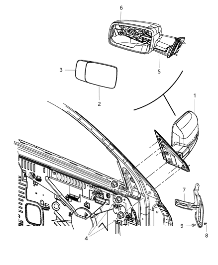 New 2015 Fits Chrysler 3500, 4500, 5500 Outside Rear View Mirror - Part # 68261046AA