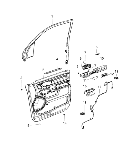 New 2020-2021 Fits Chrysler 1500 Nonpart-Inside Release - Part # 6WP991R9AA