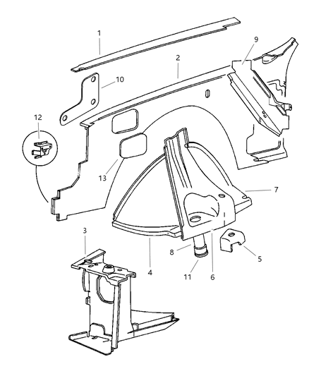 New 1993-1998 Fits Chrysler Grand Cherokee Bracket-Fender & Fasia Mounting Right - Part # 55032816